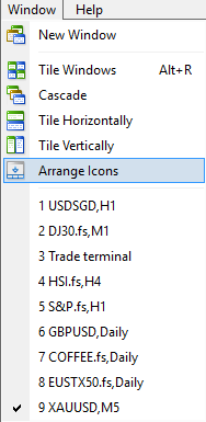 Select arrange icons